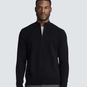Unbound Merino Medium Black Men's Quarter Zip-Up Sweater